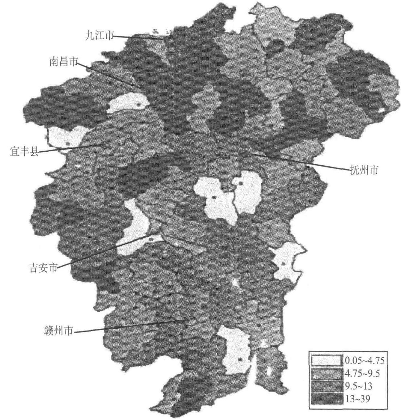 第二节 基于空间统计分析与GIS研究江西省县域经济<sup>①</sup>
